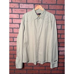 Diesel Long Sleeve Green Button Up Shirt Embroidered Cotton Y2K Casual Mens XXL